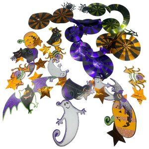 Halloween decoration set of 10 spiral handing bats pumpkin ghosts orange READ